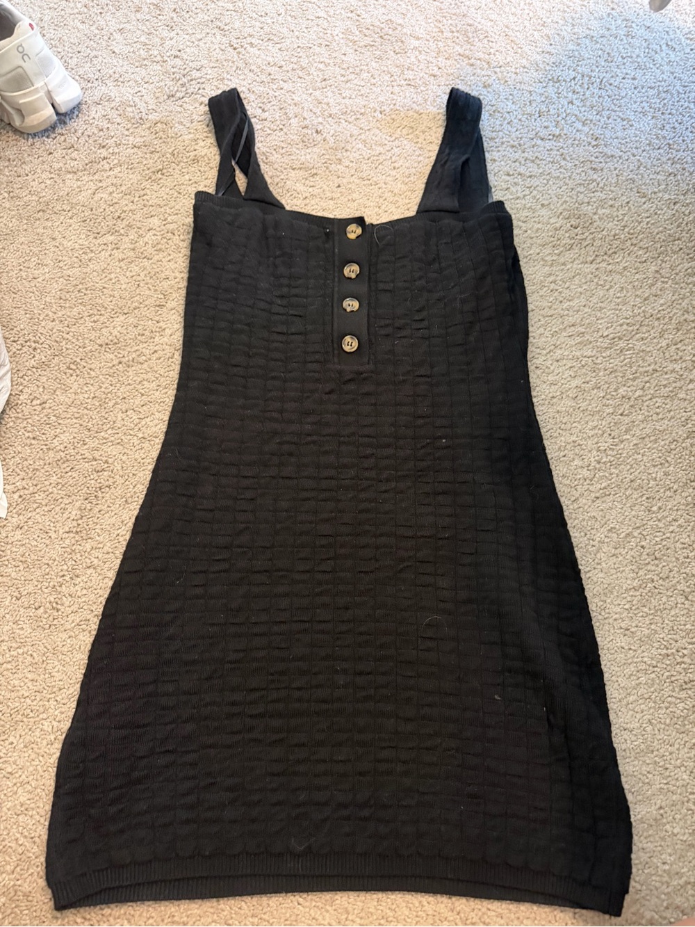 FREE PEOPLE BEACH Black Sleeveless Button-Front Knit Dress